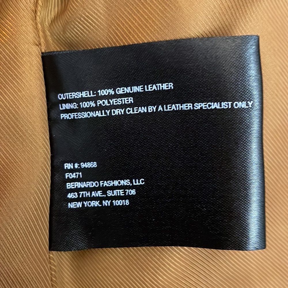 EUC - Bernardo Tan 100% Leather Women's Zip Front Racer Jacket Size Small - Picture 14 of 17